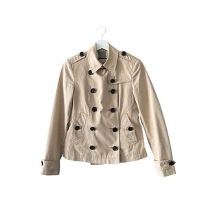 Burberry Brit Beige Button Up Cropped Trench Jacket